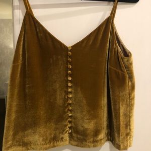 Madewell Gold Velvet Button Down Cami